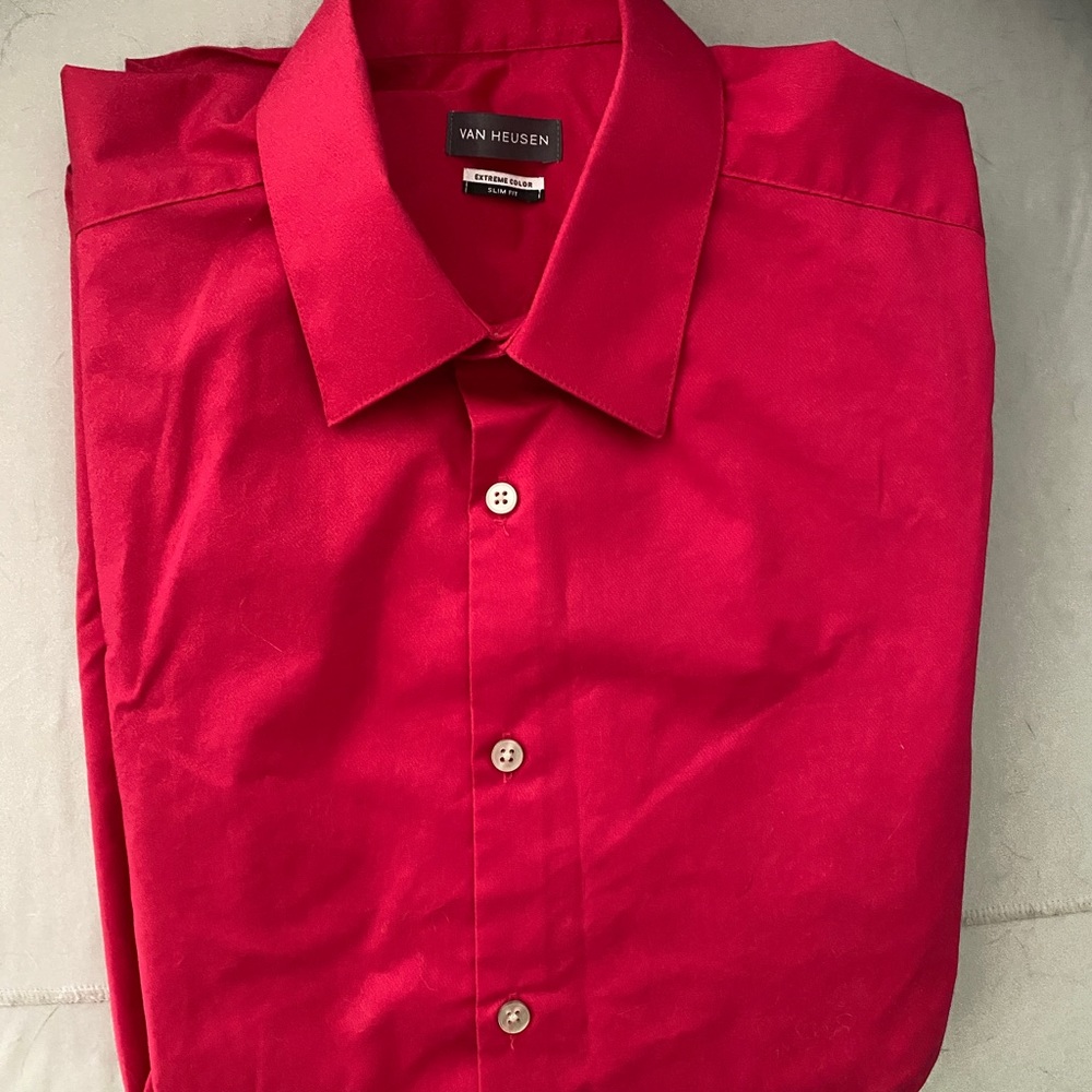 Van Heusen dark pink slim fit long sleeve shirt